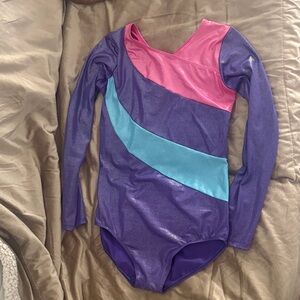Kids Purple, Pink & Teal Long-Sleeve Gymnastics Leotard